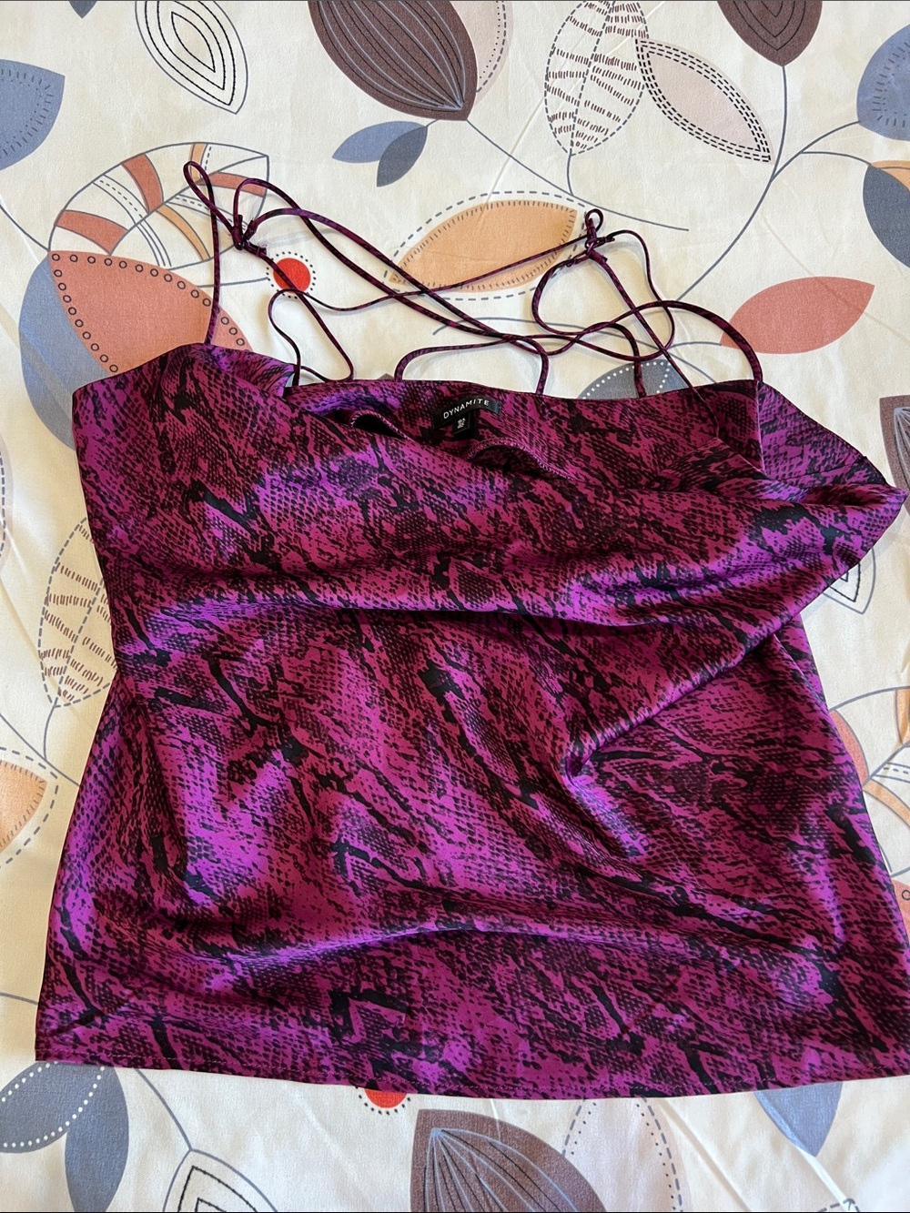 Dynamite Magenta & Black Snake-Print Spaghetti Strap Cami